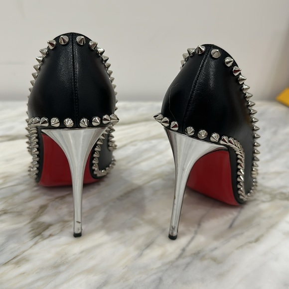 CHRISTIAN LOUBOUTIN DORISPIKY 100 KID/SPECCHIO HEEL 35.5 5.5 BLACK/SILVER - Picture 5 of 8